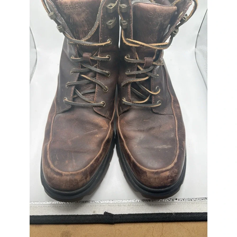 Mens Sperry Boot Size 12 Brown Leather Waterproof STS18413 Watertown Ankle Moc